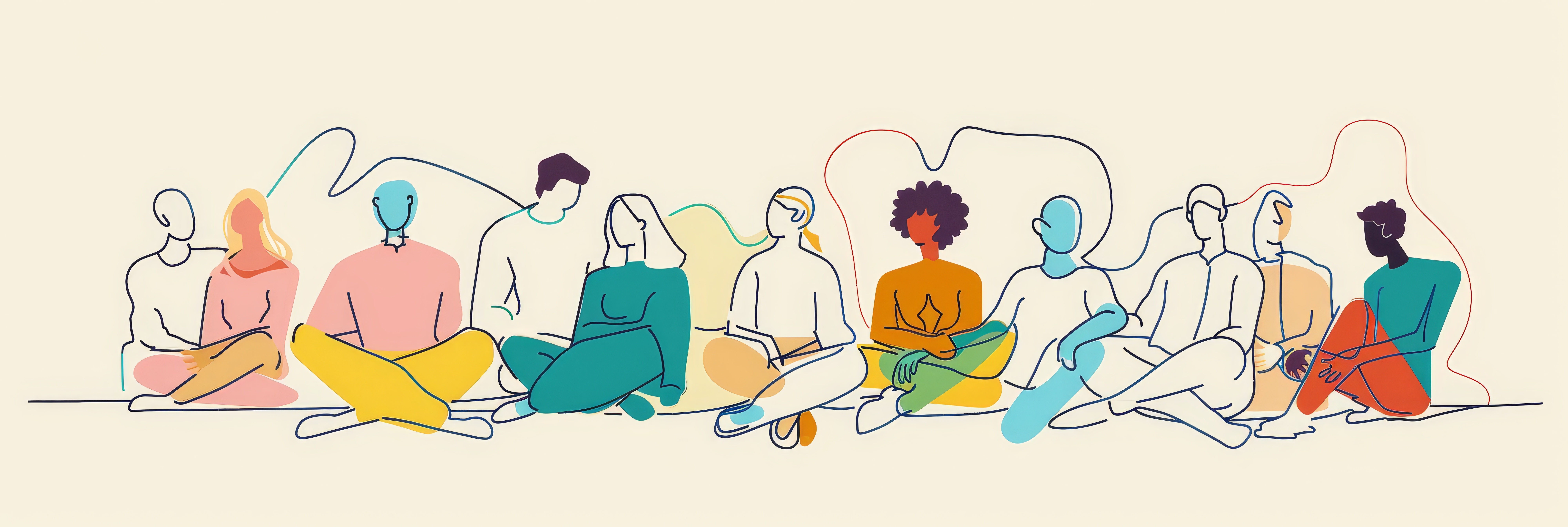 illustration of a diverse group of people hanging out together